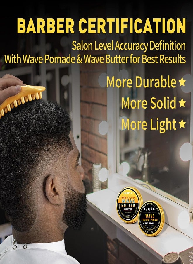 Goiple Hair Twist Sponge Brush Twist Styler Comb for Black Men - Washable Afro Curl Sponge Racket for Barbers & Daily Use, Ideal for Coiled, 4C Hair - Wave Pomade Butter Rubber Large Tooth Brush Set (Gold) - Image 2